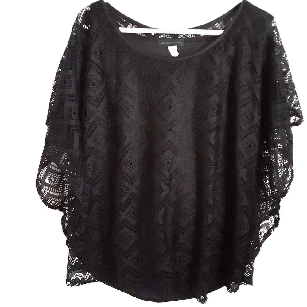 VTG American City Wear Blouse 2X (Fits like XL) Lace Lined Pullover Fairy Goth